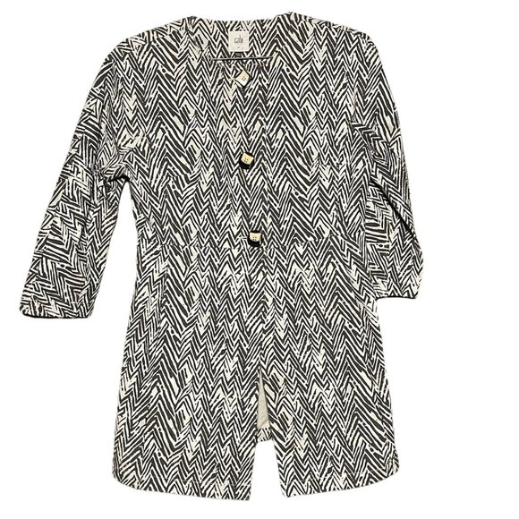 CAbi Woman's Zig Zag Ponte Knit Charcoal Grey & White Jacket Size XS - Picture 1 of 5